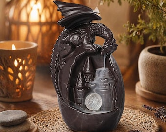 Dragon Backflow Incense Burner, Ceramic Waterfall Smoke Holder, Gothic Meditation Decor
