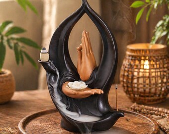 Ceramic Backflow Incense Burner, Zen Incense Holder, Waterfall Smoke Burner, Meditation Decor, Spiritual Gift, Lotus Decor