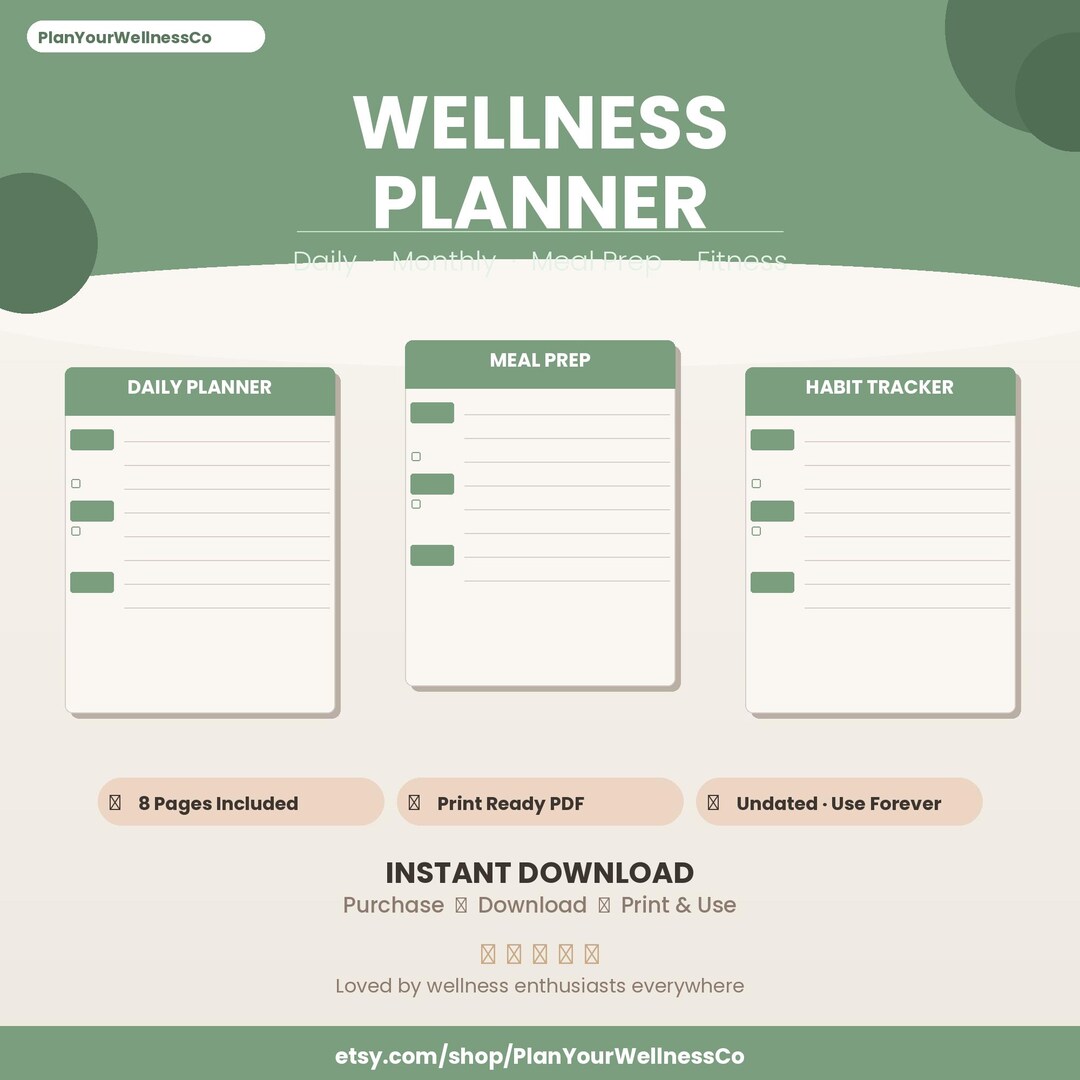 Wellness Planner Bundle | 3 Color Themes + Goal Setting + Budget ...