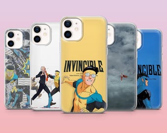 Cover per telefono Invincible con supereroi anime per iPhone 17 Pro, 16, 15, 14, 13, 12, Samsung S26, S25, S24, S23Fe, A16, A56, Pixel 10, 9 Pro