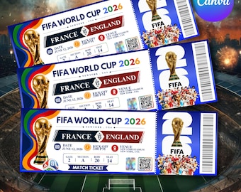 Customized World Cup 2026 Ticket, Editable Birthday Voucher for Him, Surprise Game Ticket, Matchday Ticket, Football Gift, Digital Download
