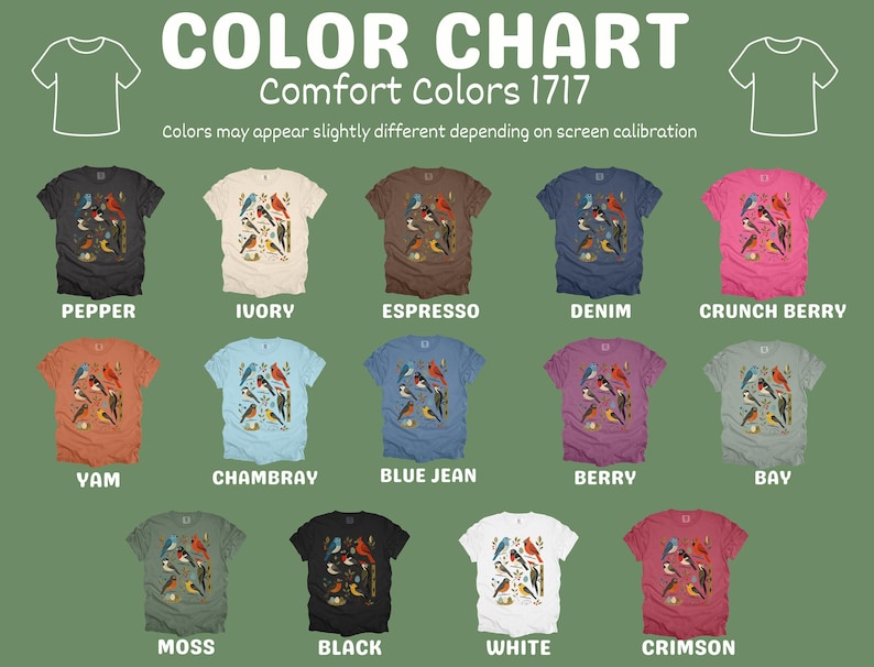 Comfort Colors® Retro Backyard Birds Cardinal Bluebird Robin Woodpecker Shirt, Bird Watcher Lover Gift, Mid Century Modern Nature Art Tee image 6