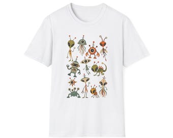 Camiseta retro de alienígenas adorables / Camiseta de monstruos espaciales caprichosos