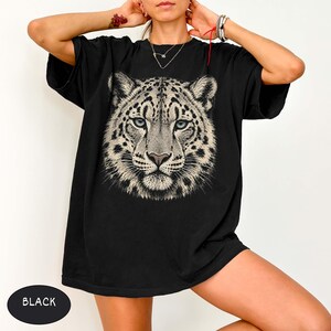 Comfort Colors® Snow Leopard Shirt Vintage Big Cat Tee, Retro Wildcat Graphic Nature Lover Top, Southwest Wildlife Art Animal Graphic Tee image 3