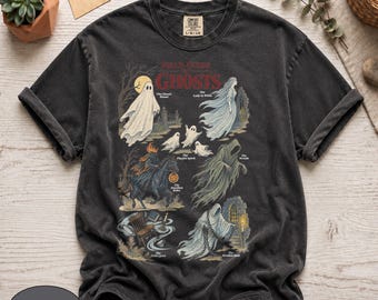 Comfort Colors® Field Guide To Ghosts Vintage Shirt, Retro Spooky Paranormal Halloween Graphic Tee, Dark Academia Gothic Spirit T-Shirt