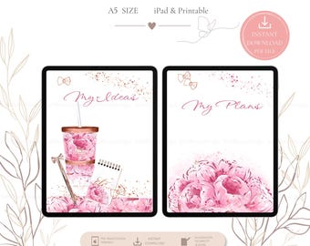 Blush Pink Floral Planner Dividers | Minimalist A5 Printable Tabs (Digital Download)