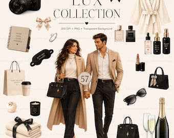 Luxury Lifestyle Clipart Bundle: Fashion, Romance, Elegance (Digital Download)
