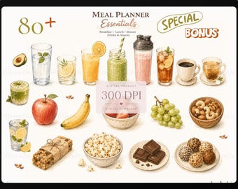 Meal Planner Stickers | Food Planner Essentials (Digital Download)