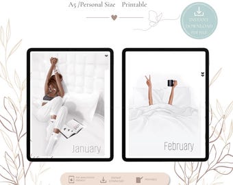 Printable Planner Dividers A5 Personal Size | Minimalist Floral Filofax Inserts (PDF Download)