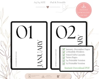 Undated Minimal Planner | Clean Monthly Weekly Layout | Printable Planner PDF | Instant Download