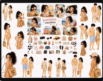 Summer Vacation Digital Stickers | Beach PNG Pack (Digital Download)