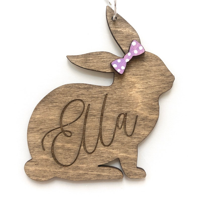 Personalized Easter Basket Tag Laser Engraved Easter Bunny Etsy