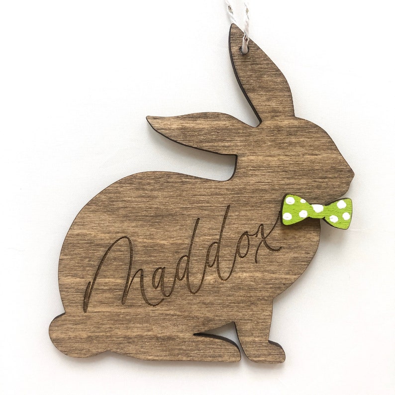 Personalized Easter Basket Tag Laser Engraved Easter Bunny Etsy