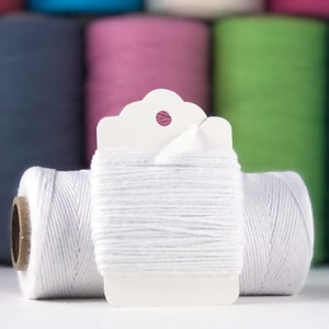 Solid White Baker's Twine - Thin White String - 100% Cotton Twine - Bright White Twine - 4-ply White Crafting String - Felt Ball String