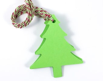 Pre-strung Christmas tags - Christmas Tree Gift Tags strung with twine - Christmas Tree Favor Tags - Blank Holiday Tags - Xmas Gift Labels