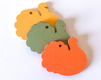 Paper Turkey Tags - Thanksgiving Blank Gift Tags - Turkey Shaped Favor Tags - Thanksgiving Cardstock Tags - Turkey Place Holder Tags