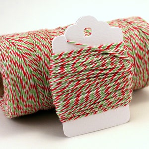 Christmas Gift Wrap - Christmas Bakers Twine - Red and Green Twine - Christmas Tag String - Holiday Twine - Christmas Card Twine - 4-ply