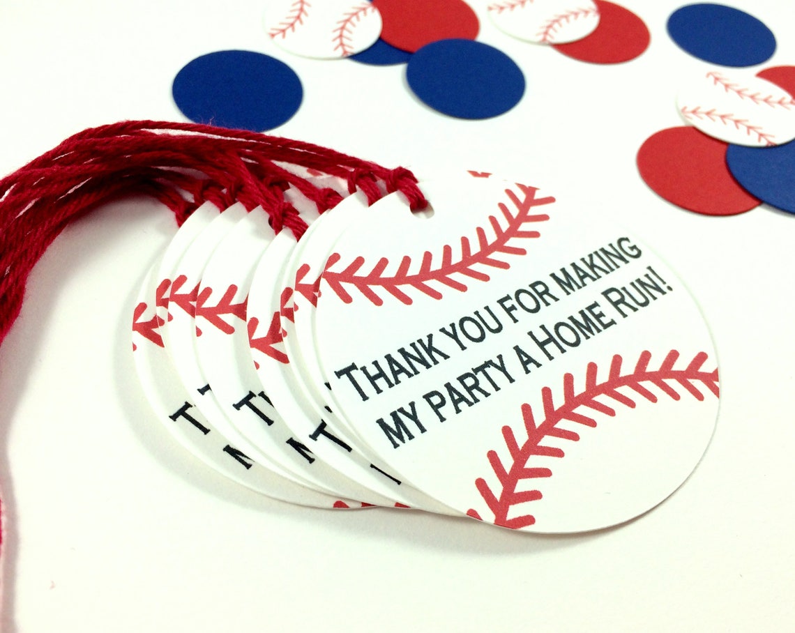 Baseball Party Favor Tags Custom Baseball Tags Baseball Etsy