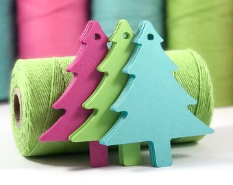 Blank Holiday Gift Tags - Christmas Gift Tags - DIY Tree Shaped Paper Tags - Christmas Tags for Presents - Colorful Christmas Tree Tags