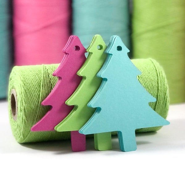 Blank Holiday Gift Tags - Christmas Gift Tags - DIY Tree Shaped Paper Tags - Christmas Tags for Presents - Colorful Christmas Tree Tags