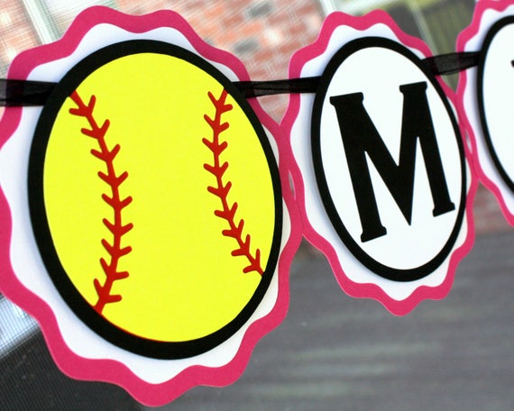 Softball Party Banner Softball Birthday Party Decorations Etsy