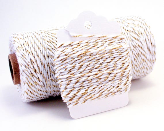 Gold and White Metallic Baker's Twine  - 4-ply Sparkly String