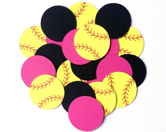 Softball Confetti - Neon Yellow Softball Table Confetti - Girls Sports Themed Confetti - Softball Theme Party Decorations - Softball Decor