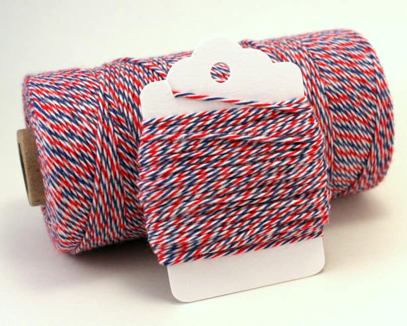 July 4th Crafting Twine Party Favors Twine Patriotic 4-ply Cotton String Airmail Baker/'s Twine Gift Wrap Red White and Blue Twine