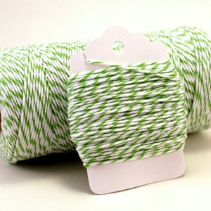 Green Striped Twine - Green and White Bakers Twine - Green String - Lime Twine - Green Packaging Twine - Twine for Baked Goods - 100% Cotton