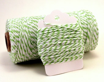 Green Striped Twine - Green and White Bakers Twine - Green String - Lime Twine - Green Packaging Twine - Twine for Baked Goods - 100% Cotton