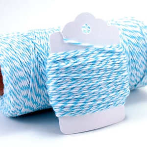 Aqua Twine - Blue Baker&#39;s Twine - Aqua Striped String - Aqua Divine Twine - Sky Blue Twine - Light Blue Twine - Wedding Favor Twine - DIY