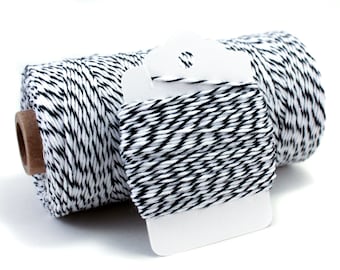 Black Twine - Black and White Striped Bakers Twine - Licorice Divine Twine - Halloween String - Black and White Cord - Classy Gift Wrap