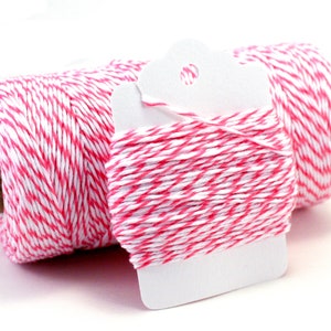 Dark Pink Twine - Thin Baker&#39;s Twine - Striped Pink Bakers Twine - Bright Pink Cotton String - Baby Shower Twine - Raspberry Divine Twine