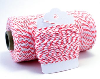 Coral Striped Bakers Twine - 100% Cotton Craft String