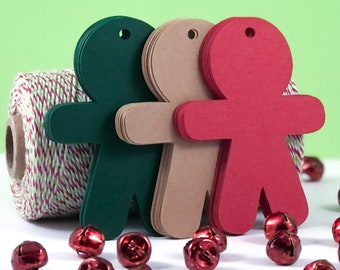 Blank Gingerbread Man Tags - Holiday DIY Gift Tags - Gingerbread Shaped Paper Tags - Christmas Cardstock Tags - Gingerbread Men for Crafts