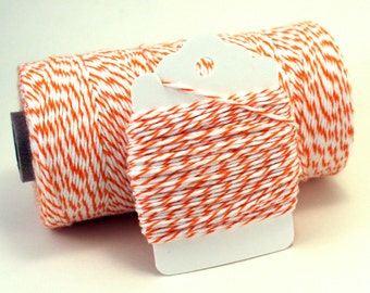 Orange Twine - Orange String - Orange Striped Twine - Basketball Favor String - Carrot Colored String - Orange and White Cotton String