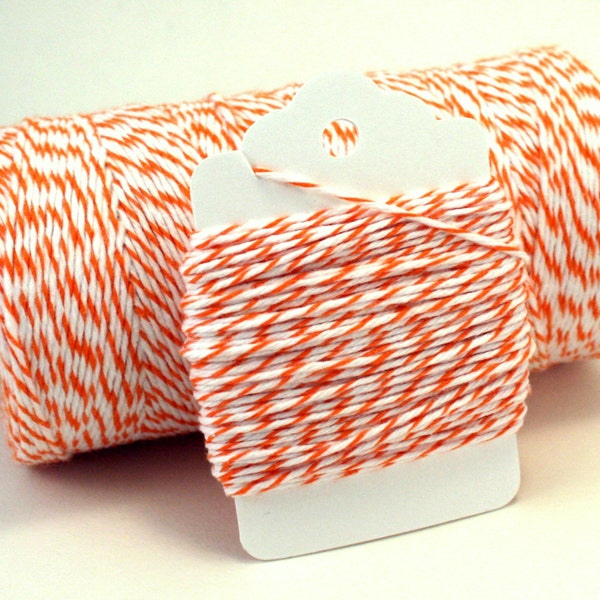 Orange Twine - Orange String - Orange Striped Twine - Basketball Favor String - Carrot Colored String - Orange and White Cotton String