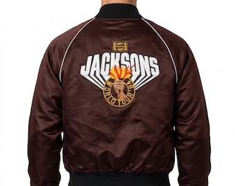 The Jacksons Victory Tour 1984 Jacket – Michael Jackson 5 Satin Bomber – Vintage 84 World Tour Tribute – Handmade Black & Silver Stage Gear