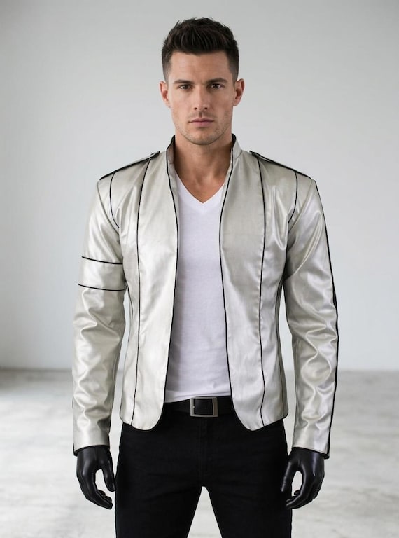 Michael Jackson Heal the World Jacket – Silver Metallic MJ Leather