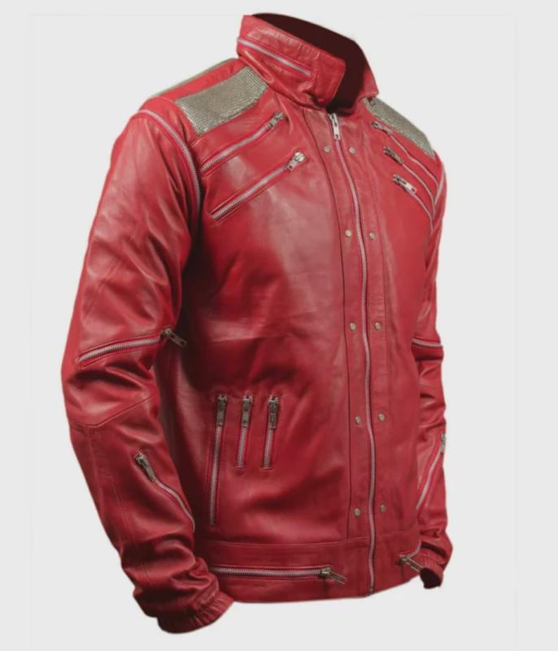 Beat It Jacket
Michael Jackson MJ
Red Leather Biker
80s Pop Star
Multi Zipper Jacket
MJ Cosplay Costume
Red Biker Jacket
King of Pop Outfit
80s Theme Party
Tribute Act Gear
Handmade Red Coat
Music Video Outfit
Retro 80s Fashion