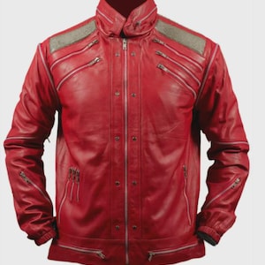 Beat It Jacket
Michael Jackson MJ
Red Leather Biker
80s Pop Star
Multi Zipper Jacket
MJ Cosplay Costume
Red Biker Jacket
King of Pop Outfit
80s Theme Party
Tribute Act Gear
Handmade Red Coat
Music Video Outfit
Retro 80s Fashion