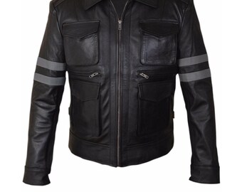 Leon Kennedy RE6 Sheepskin Leather Jacket – Biker Cosplay Costume