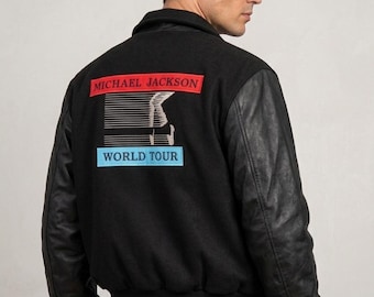 MJ Bad Tour Varsity Jacke – Handgefertigte Wolle & Echtleder – 1988 World Tour Tribute