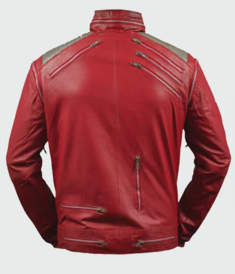 Beat It Jacket
Michael Jackson MJ
Red Leather Biker
80s Pop Star
Multi Zipper Jacket
MJ Cosplay Costume
Red Biker Jacket
King of Pop Outfit
80s Theme Party
Tribute Act Gear
Handmade Red Coat
Music Video Outfit
Retro 80s Fashion