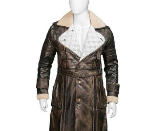 Arthur Maxson Leather Coat | Distressed Brown Fallout Cosplay Trench Jacket