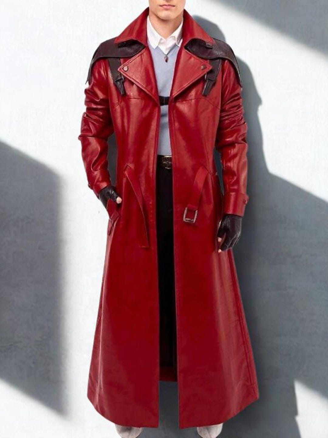 ジャケット・アウター TornadoMart Red Leather Belted Long Coat il_1080xN.7947995085_nbjp.jpg