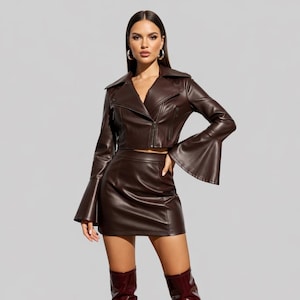Womens Leather Two Piece Outfit - Etsy