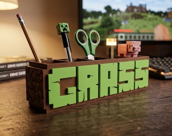 Organizador/cartera de escritorio personalizado con nombre al estilo Minecraft.