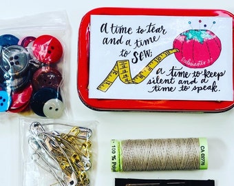 Sewing Kit Scripture Cover for Altoids Tin, mini travel sewing kit - Operation Christmas Child shoebox