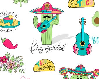 Mexikanische Fiesta Procreate Briefmarken - Süße Sprüche, Kartenherstellung (Digitaler Download)